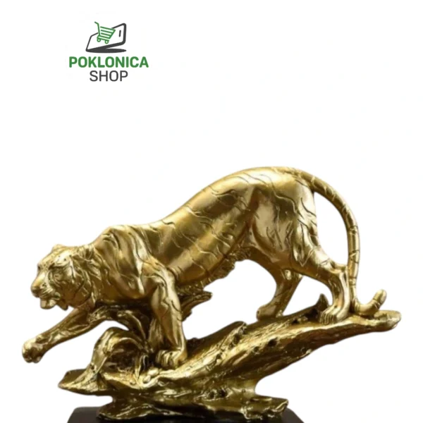 Dekorativna figura tigra – zlatna skulptura za dom