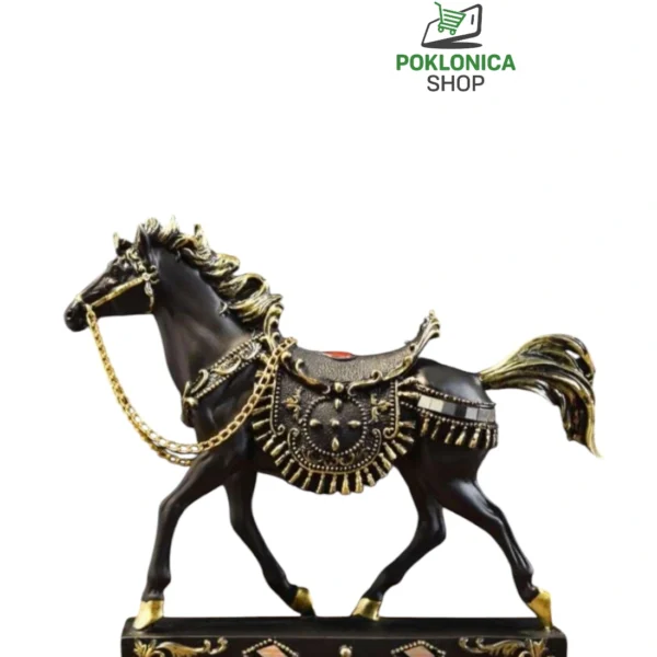 Figura konj crni sa lancem poklon dekoracija