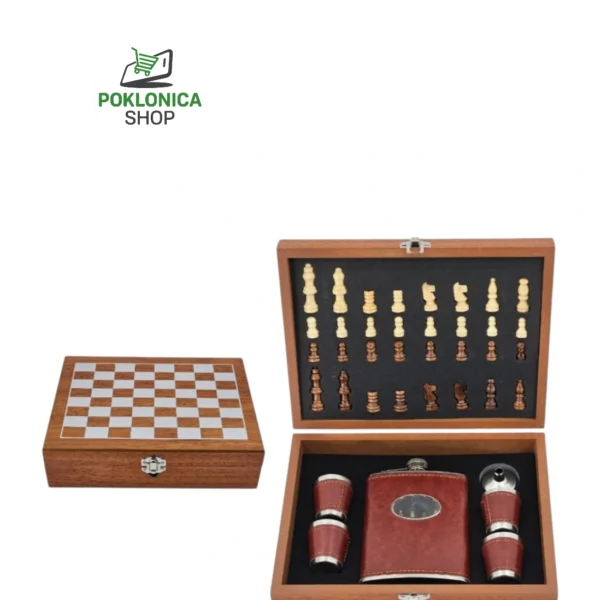 Metalna pljoska set šah