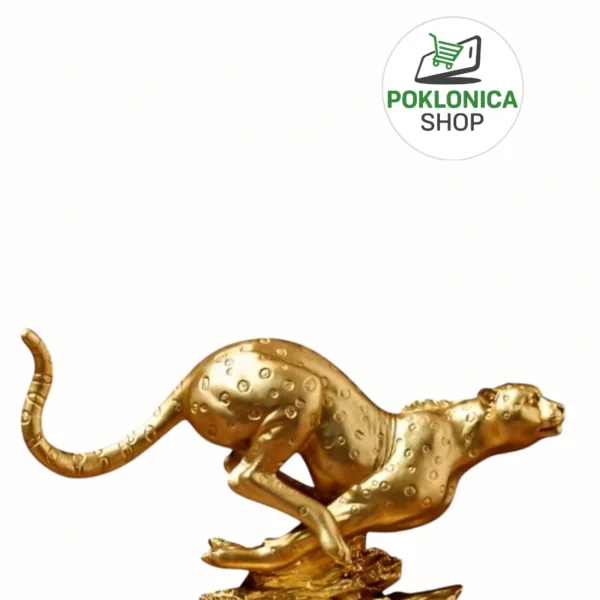 Dekorativna figura gepard u trku – zlatna skulptura